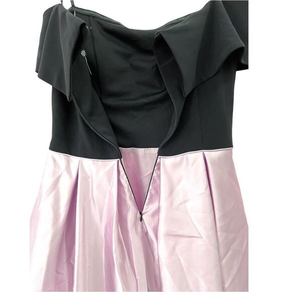 BETSY & ADAM NWT Off-The-Shoulder Fit & Flare Dress Pink/Black Size 12 - Picture 7 of 11